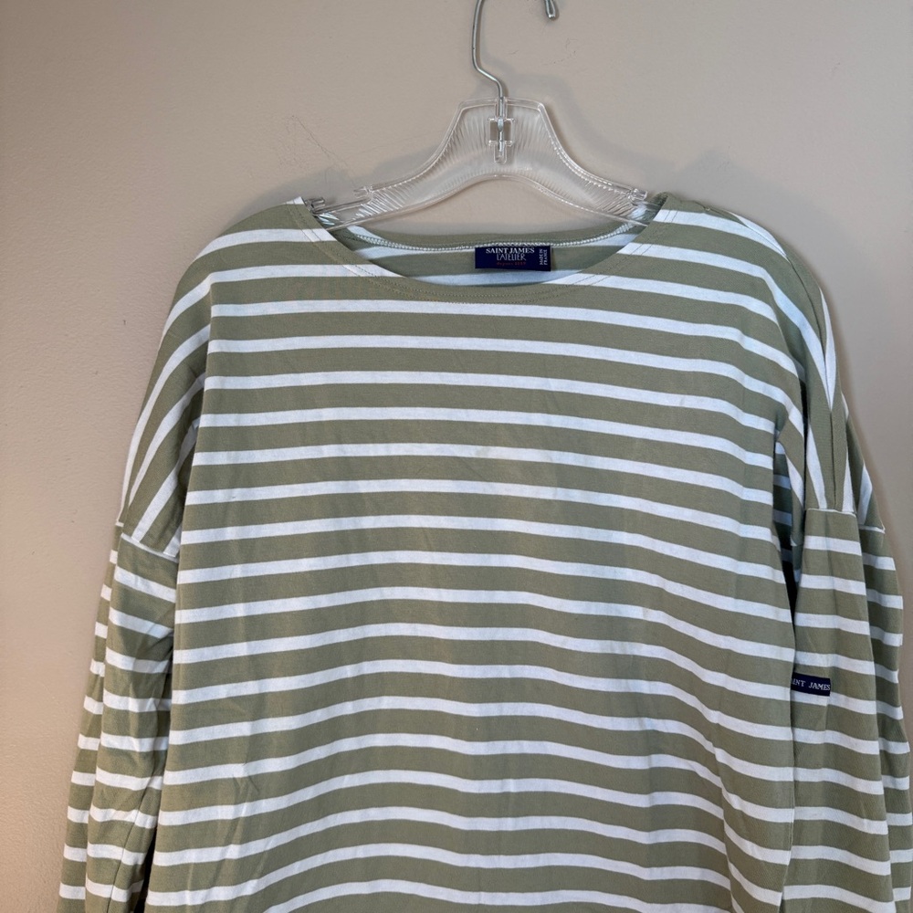 Saint James MINQUIERS DROP II Breton Stripe Long Sleeve Drop Shoulder Medium - Picture 2 of 9
